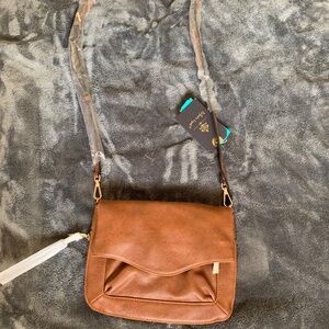 Brown leather multi pocket purse